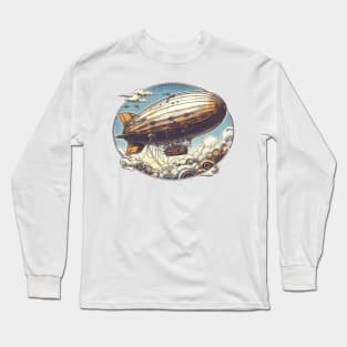 Steampunk Flying Airship Long Sleeve T-Shirt